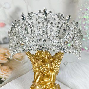 Silver Sparkling Tiara, Crystal Tiara, Wedding Tiara Crown, Princess Party Tiara